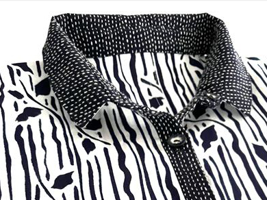 【メルドレス】浴衣地白刺し子入りブラウス